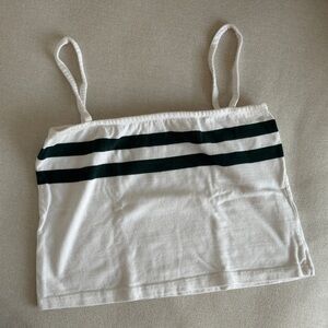Brandy Melville / John Galt White and Green Striped Crop Top